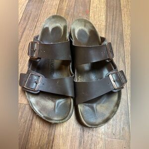 Birkenstock Brown Leather Footbed Sandals